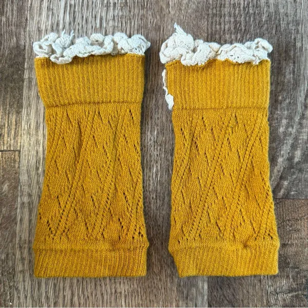 Mustard Yellow Lace Boot Socks - Image 2