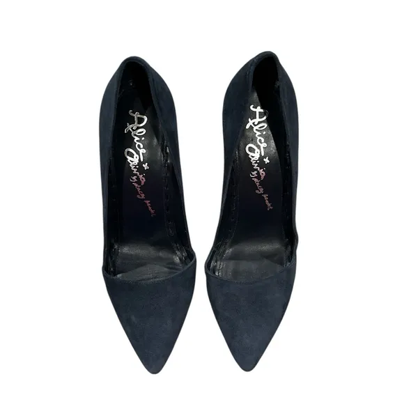 Alice + Olivia Stacey Bendet blue suede leather heels pumps 39.5 or 9 - Image 2