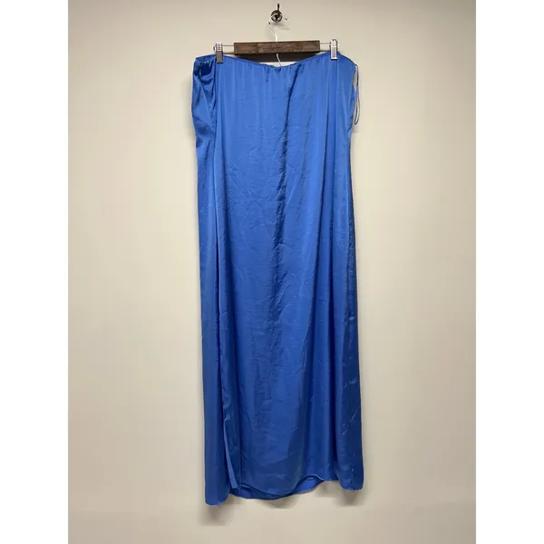 Abercrombie Blue‎ Strapless Maxi Dress Size XL Satin Slip Autumn Wedding Guest - Image 3
