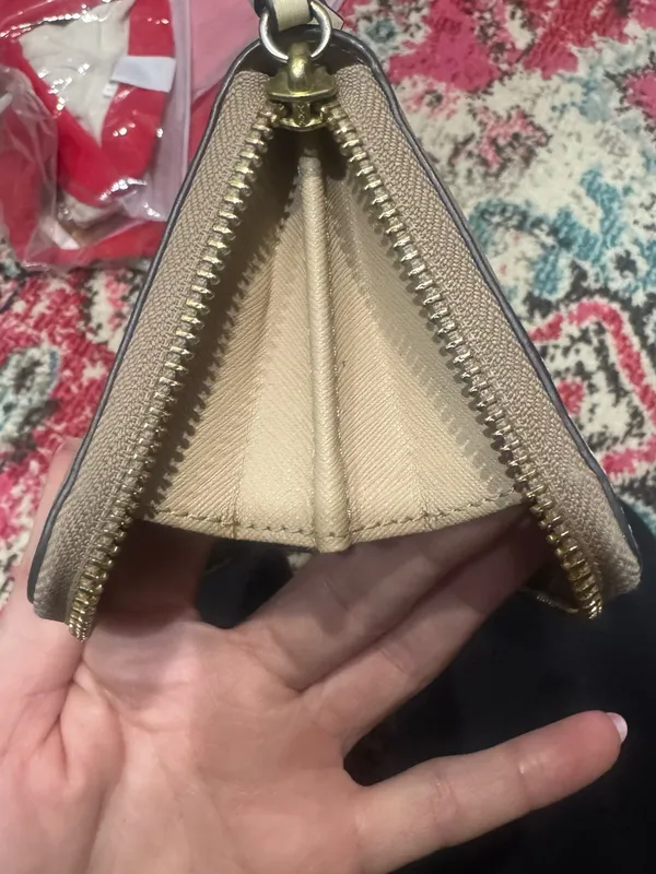 Tory Burch Two-Tone Leather Zip Wallet in Beige - Image 9