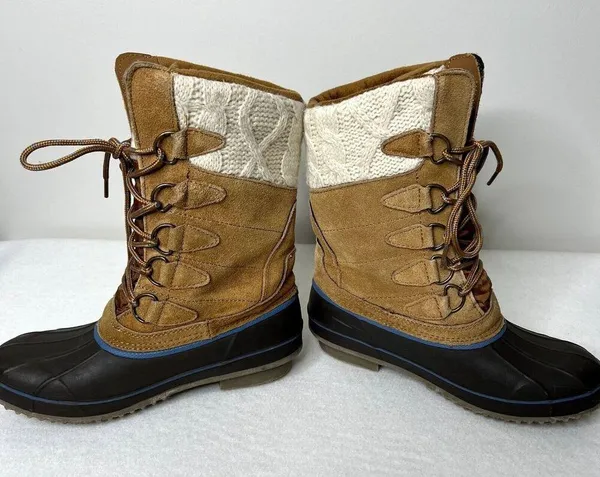 Khombu Cozy Pac Tall Lace Up Suede Knit Duck Boots - Image 7