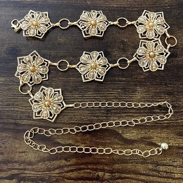 Gold Y2K Star Flower Open Ring Waist Chain Belt, Fits 23-41 Inches, X7GA1357 - Image 6
