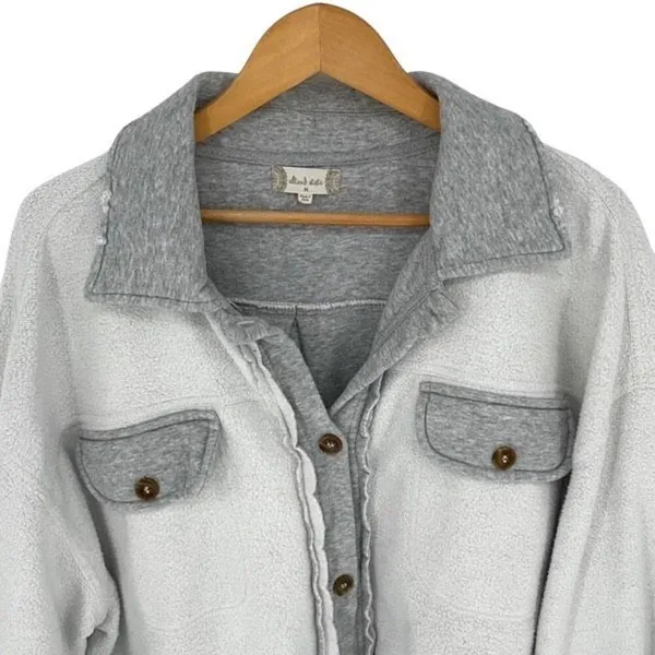 Altar’d State Women’s Reversed Sweatshirt Medium Gray Button Up Flannel Casual C - Image 2
