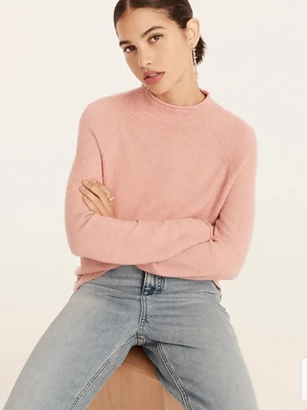 J.CREW Rollneck Sweater in Softspun Yarn Pink‎ Small - Image 8