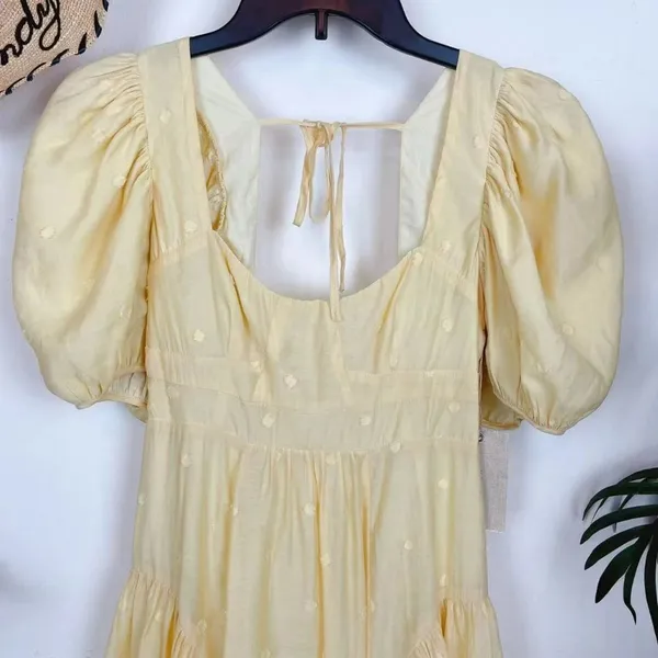 MOON RIVER Midi Tiered Dress - Yellow Size Small NWT - Image 3