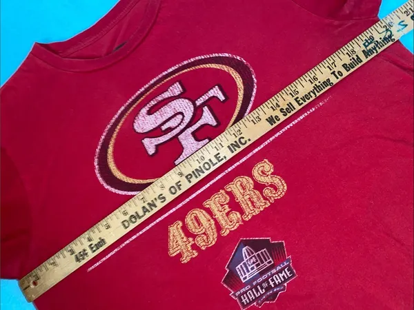 NFL TEAM APPAREL SF 49ers short sleeve pullover t-shirt vintage red gold size M - Image 5