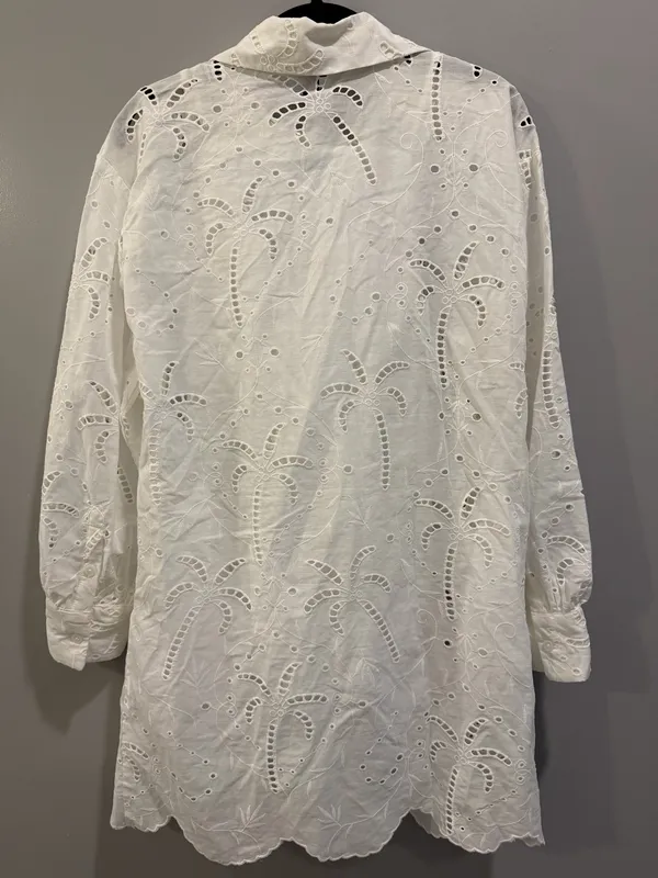 Roller Rabbit X Target Long Sleeve Eyelet Embroidered Collared Mini Shirtdress White - Image 4