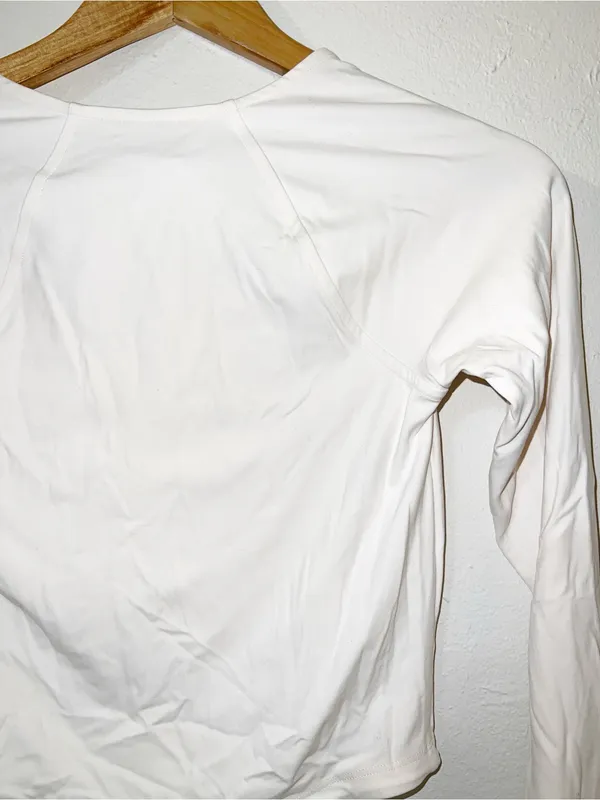 All in motion Off White Long Sleeve Square Neck Corset Active Crop Top - Image 7
