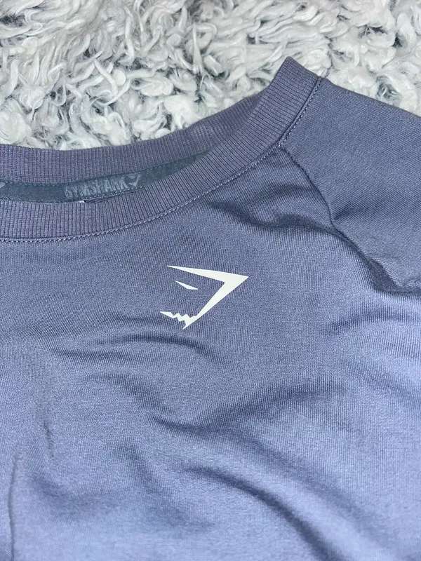 Cotton Purple Gymshark Workout Lounge Cropped Top - Image 3