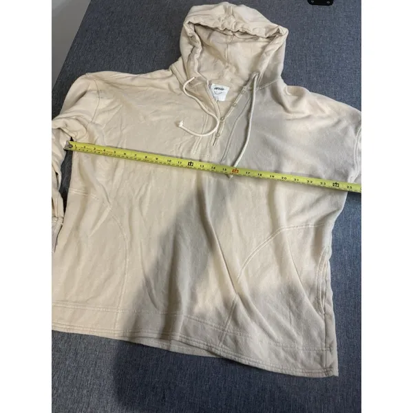 Aerie Women's Beige Henley Pullover Hoodie Oversize Sz M - Image 7