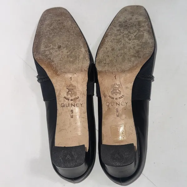 Vintage Y2K Brighton Quincy Black Italy Mesh Braided‎ Leather Closed Toe Heels 9 - Image 5