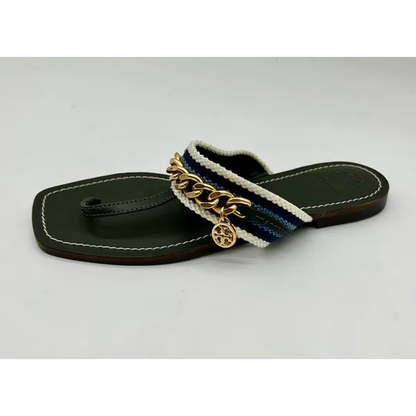 New!‎ Tory Burch Mini Benton Chain Thong Sandals in Poblano, Size 6 $278 - Image 4