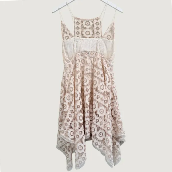 Free‎ People "Just Like Honey" ivory lace Mini dress Size 8 Boho Feminine - Image 4