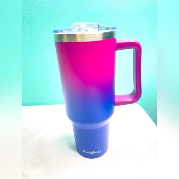 Pick bag 40 oz tumbler‎ pink and purple with handle - Image 2