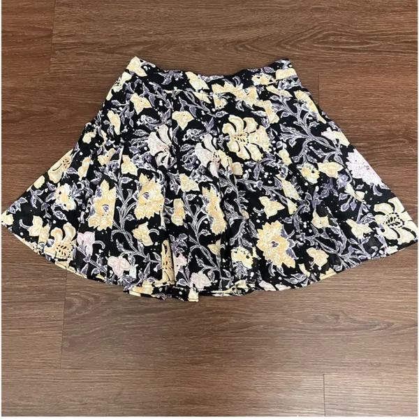 Free People Floral Pleated Mini Skirt Black 2 - Image 2