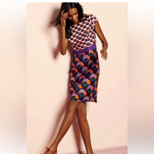 Boden Cream‎ and Orange Dress - Image 3