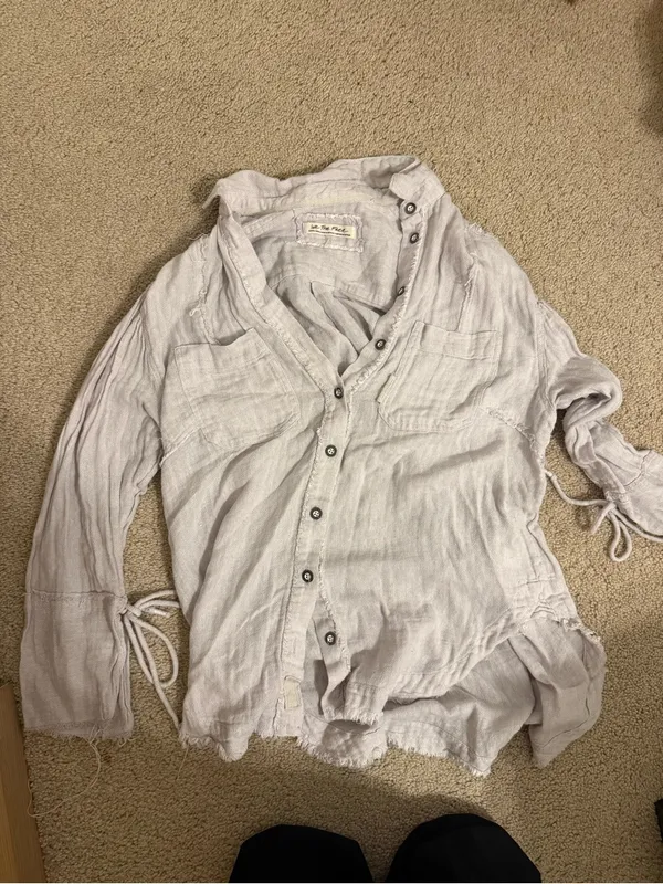 We The Free Washed Light Gray Button-Up Tunic - Image 2