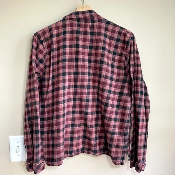 Madewell checkered button‎ down flannel long sleeved shirt women's L 100% cotton - Image 6