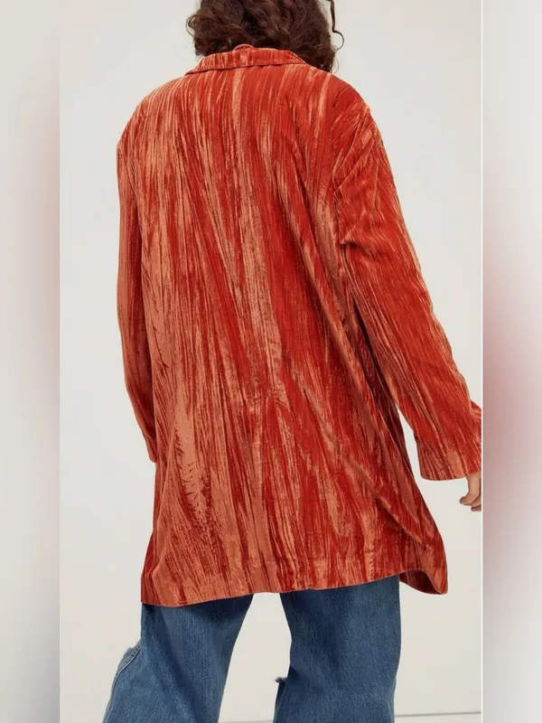 Free‎ People Daria Crinkle Velvet Blazer Size M - Image 4