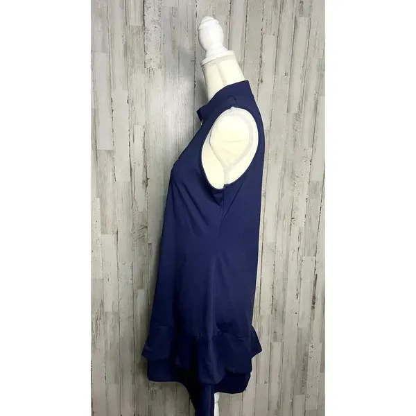 Women's Size Large Sleeveless Blue Ruffle Hem Knee Length Athletic Dress‎ - Image 4