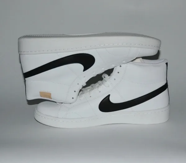 Nike white leather high tops with black swoosh - Image 3
