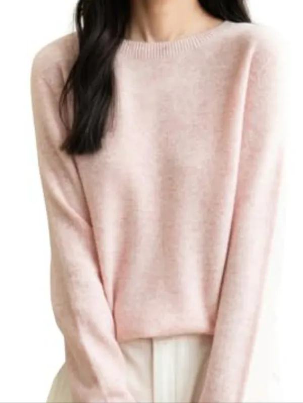 Banana Republic Light Beige/Pink Merino Wool Crewneck Sweater - Image 6