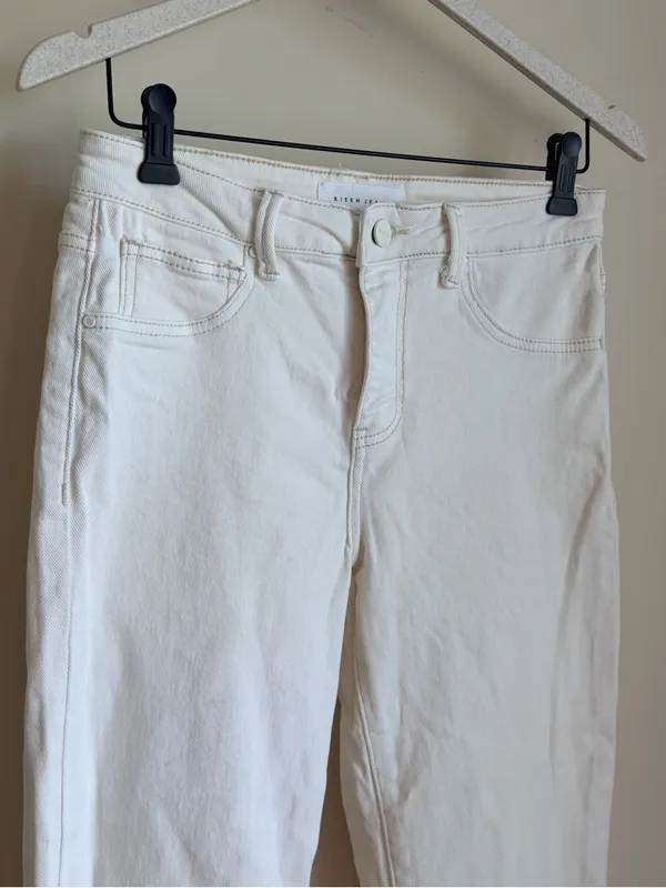 Risen White Mid Rise Straight Crop Ankle Jeans Size 5 (27) Stretch Denim - Image 4