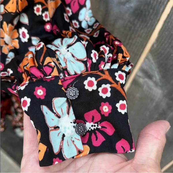 NWT Free People Daisy Jane Black Floral Swing Dress Generous Medium Retail $148 - Image 14
