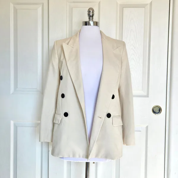 Isabel Etoile Marant Cotton Blend‎ Textured Blazer Jacket in Ivory Size 34 / XS - Image 16