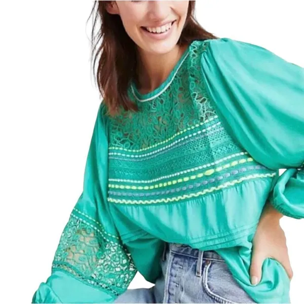 Anthropologie Blink London Sunshine Peasant Top Blouse Size Medium - Image 3