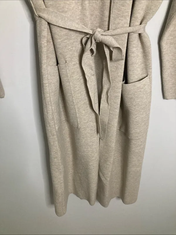 Babaton Oatmeal Long Knit Belted Robe - Image 6