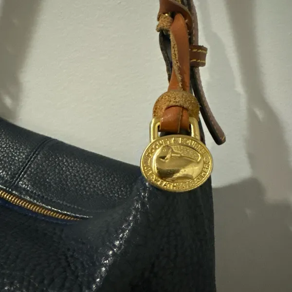 Dooney & Bourke Navy Blue‎ Pebbled Leather Hobo Shoulder Handbag - Image 3