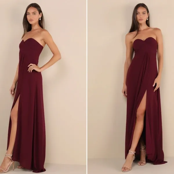 LULUS Elegant Prom Wedding Bridesmaid Sexy Flowy Romantic Strapless Maxi Dress - Image 4