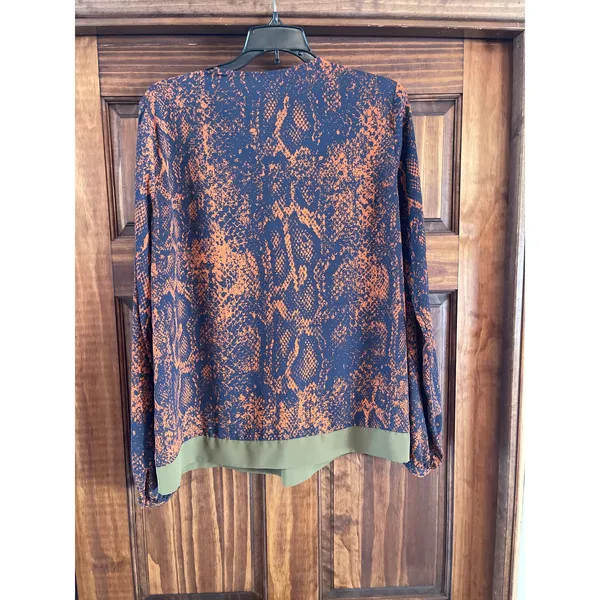 Cabi Python Border faux wrap blouse M - Image 5