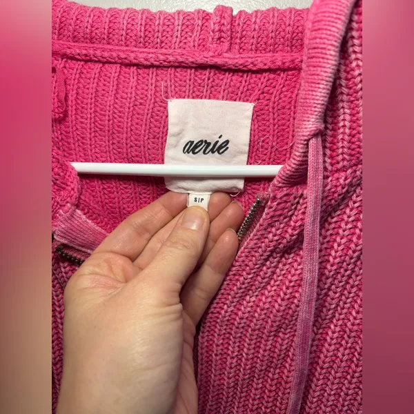 Aerie Pink Woven Full Zip Hooded Mineral Wash Small Boho Bohemian Hippie - Image 2