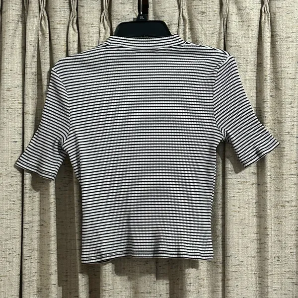 Boden High Neck Cropped Stripe Ribbed Pullover  - Image 5