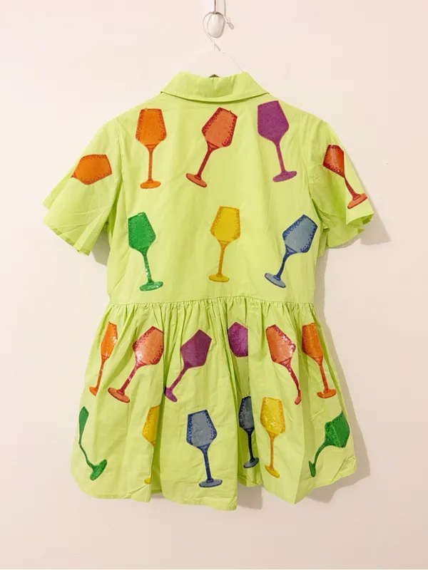 Queen of Sparkles Wine Romper Green Sequin Short Sleeve QOS Size Small S * - Image 6
