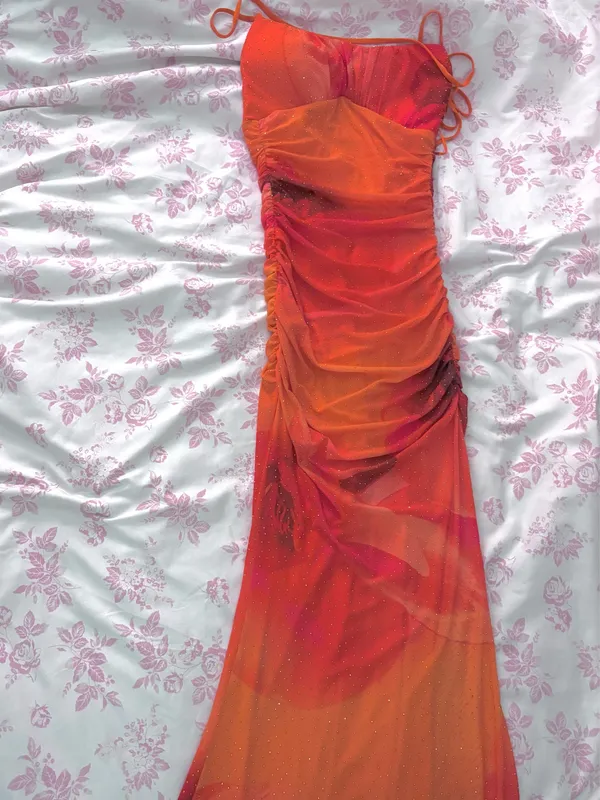 Long orange prom dress Size XXS - Image 2