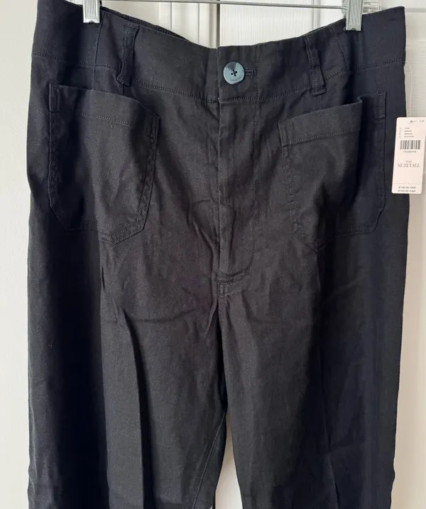 Anthropologie Maeve The Colette Linen Blend Wide-Leg Crop Pants, Size 33 Tall - Image 8