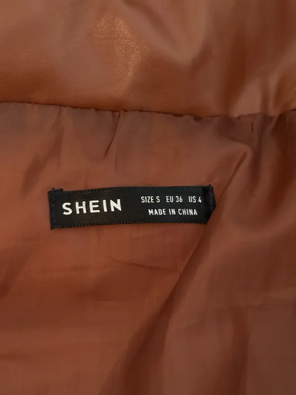 Shein Faux Leather Puffer Brown Coat - Image 4