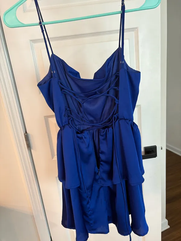 Blue Lucy in the Sky Dress Mini Satin - Image 3