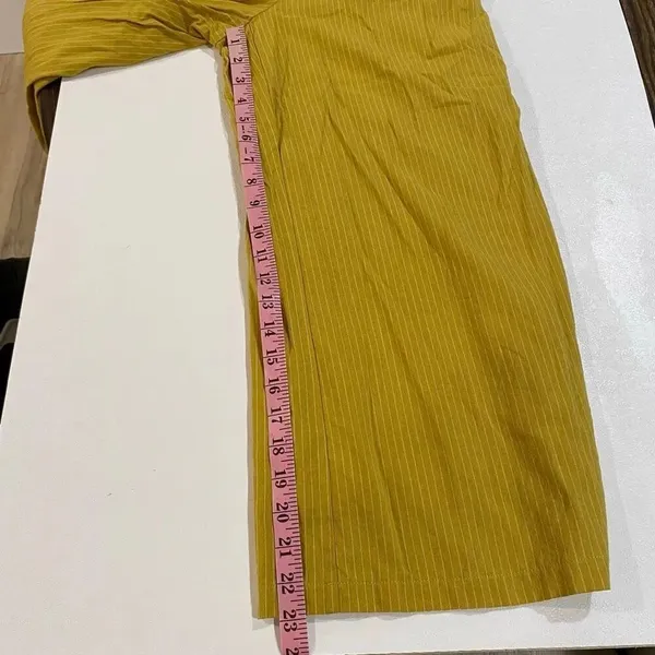 Lulus Mustard Stripe Wide Leg Jumpsuit XS Boho Button Front Romper - Image 7