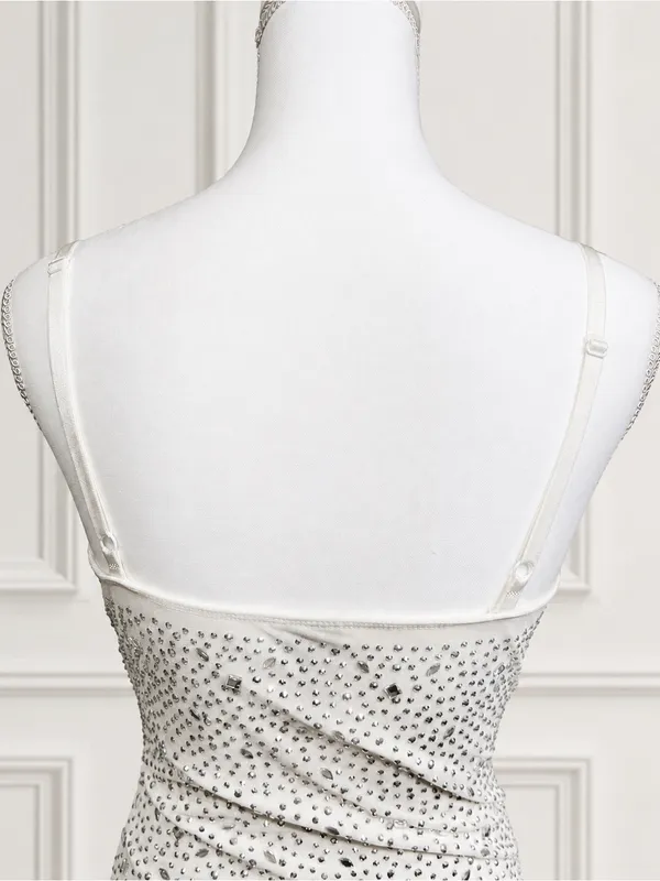Windsor White Rhinestone Ruched Bodycon Mini Dress Size M Vegas Cocktail Party - Image 5