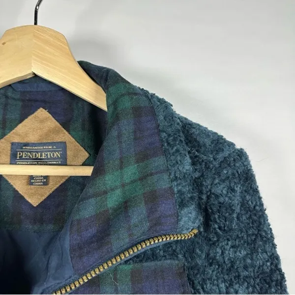 Pendleton Fuzzy Sherpa Teddy Full Zip Jacket Women's‎ Medium Wool C47 - Image 3