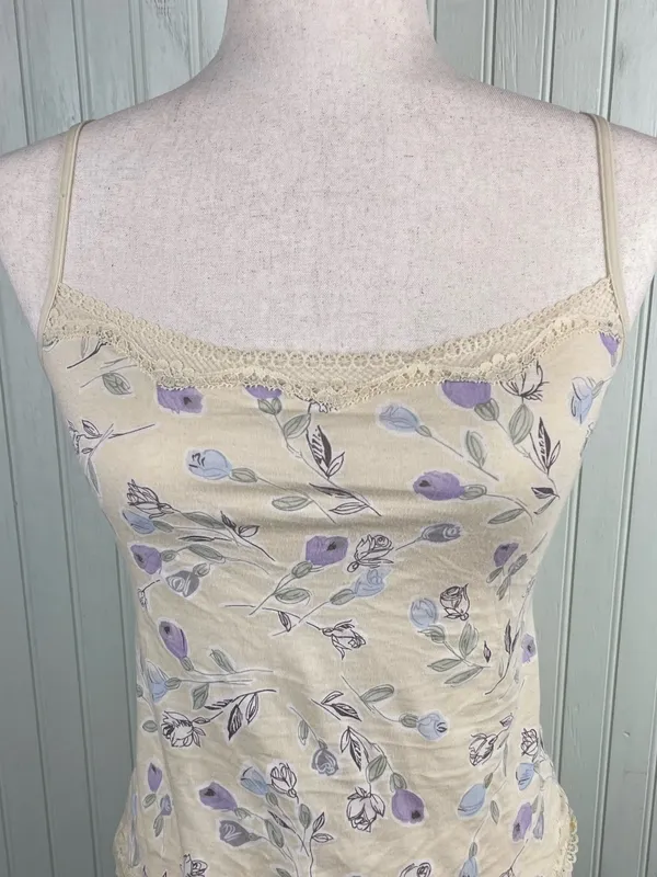 Vintage Y2K Victoria's Secret Lace Trim Floral Cami Tank Top Size Medium Fairy - Image 3