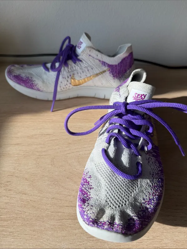 Nike iD Purple and White Knit Slip-On Sneakers, Size 6 - Image 2