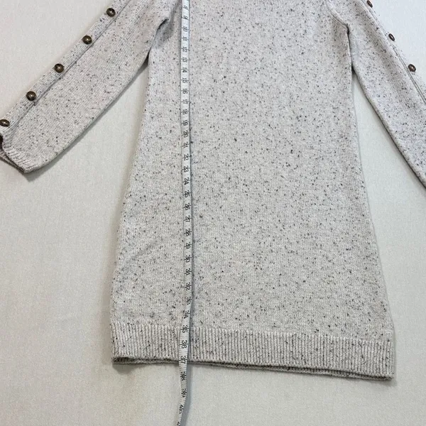 LOFT Heather Gray Long Sleeve Dress with Button Details - Image 6