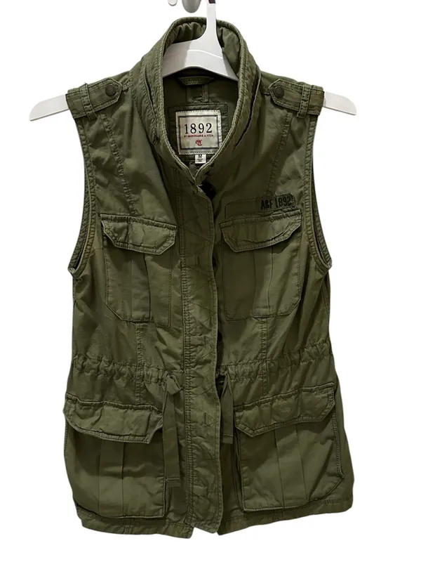 Abercrombie & Fitch 1892 olive green cotton utility vest Medium - Image 2