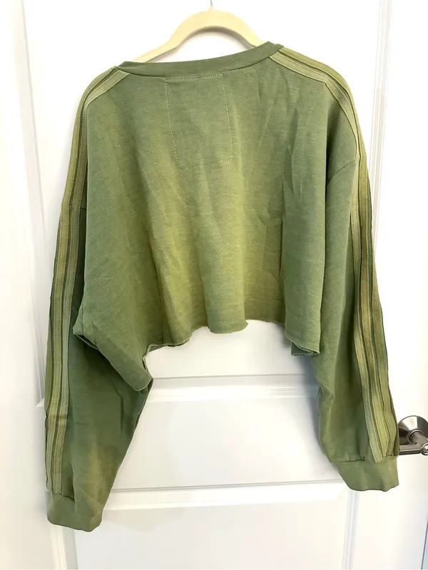 Aviator Nation Classic Stripe Cropped CREW Sweatshirt RELAXED NWT Large - Image 4