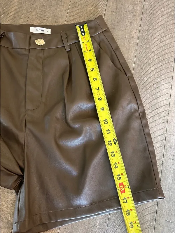 DISSH Faux Leather High Rise Shorts Chocolate Brown Women’s size AU 12 / US 8 - Image 12